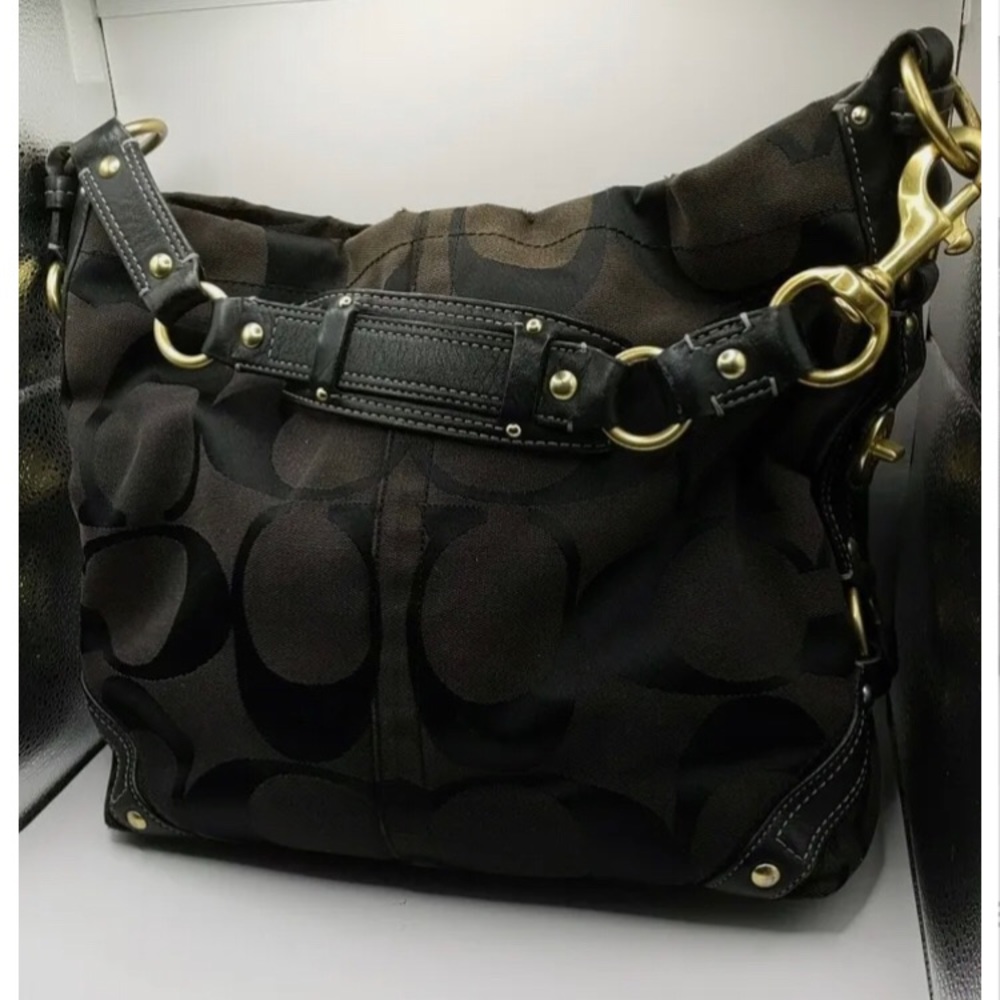 - NWT- COACH Brown Signature Jacquard Hobo Carly Shoulder Bag Purse